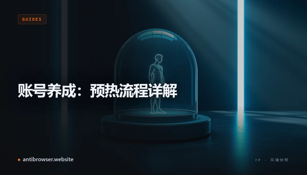 指纹浏览器控制台中展示处于不同预热阶段的多个浏览器配置文件,每个配置文件均分配了独立代理,并显示社交媒体活动时间线
