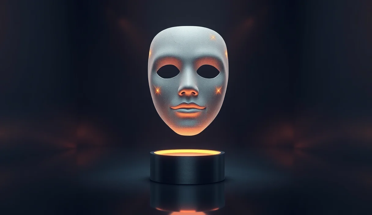 A worn frosted mask covered in overlapping amber fingerprint traces, symbolizing a free proxy IP already marked by many users.
